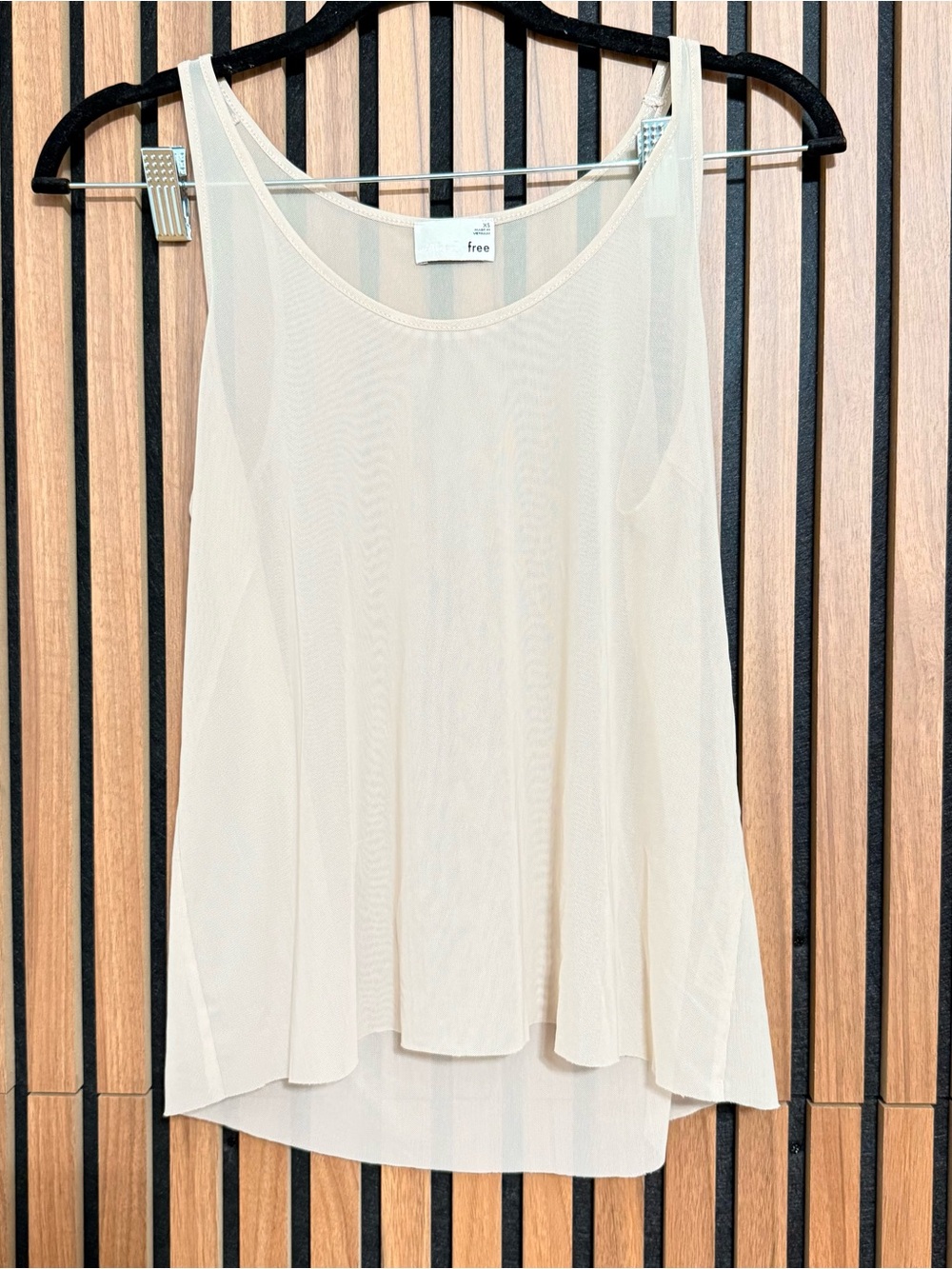 Aritzia Sheer Light Cream Sleeveless Scoop Neck Tank Top XS